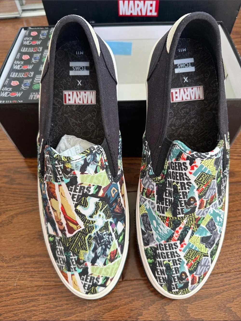 Toms x Marvel Multicolor Baja Comic Print Slip-On Sneakers